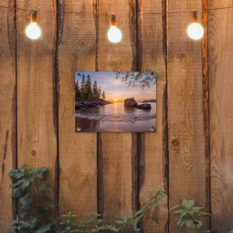 Zonsondergang - Kust - Water - Natuur - Oranje tuinposter los doek klein -sfeer1