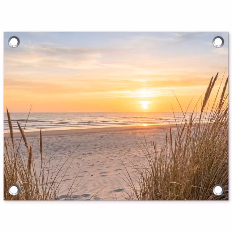 Zonsondergang - Duinen - Zee tuinposter los doek klein -3d