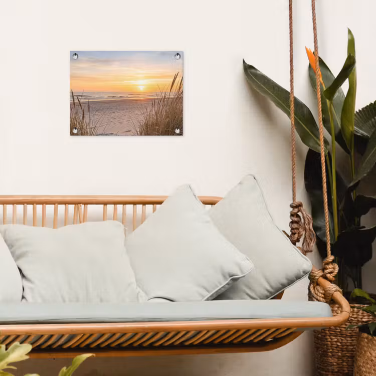 Zonsondergang - Duinen - Zee tuinposter los doek klein -sfeer7