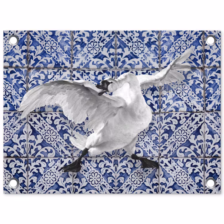 Zwaan - Kunst - Delfts blauw - Schilderij - Oude meesters tuinposter los doek klein -3d
