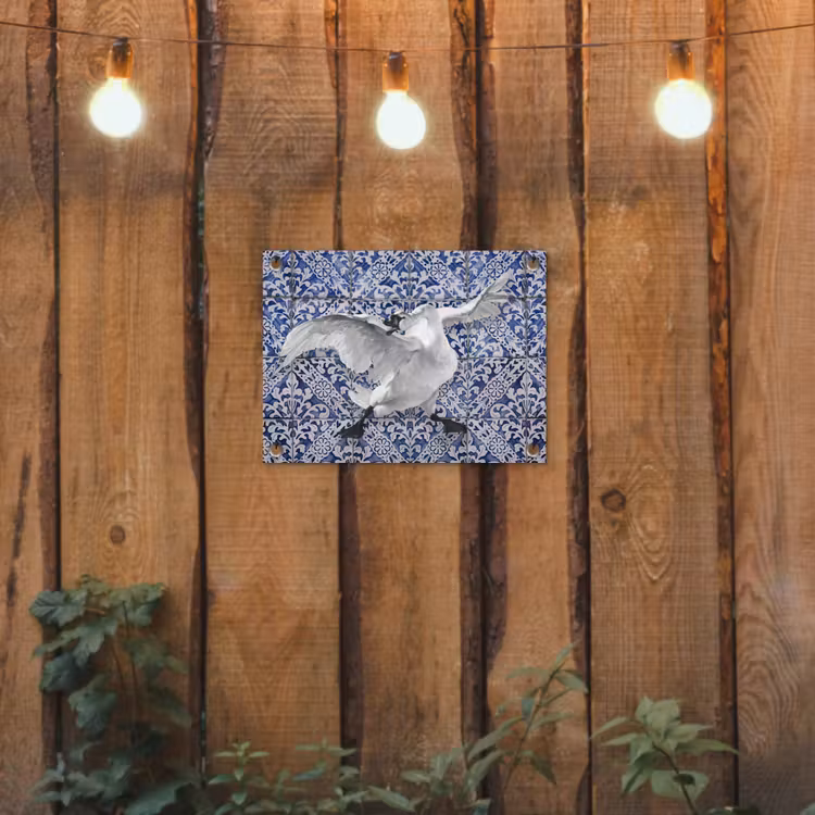 Zwaan - Kunst - Delfts blauw - Schilderij - Oude meesters tuinposter los doek klein -sfeer1