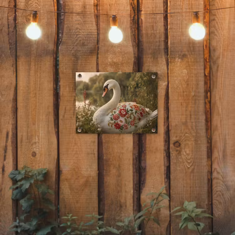 Zwaan - Bloemen - Natuur tuinposter los doek klein -sfeer1