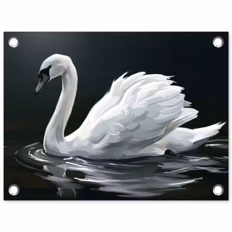Zwaan - Water - Natuur - Realistisch - Wit tuinposter los doek klein -3d