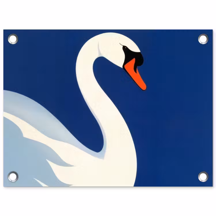 Zwaan - Wit - Snavel - Illustratie tuinposter los doek klein -3d