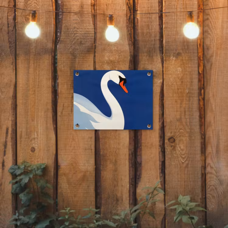 Zwaan - Wit - Snavel - Illustratie tuinposter los doek klein -sfeer1