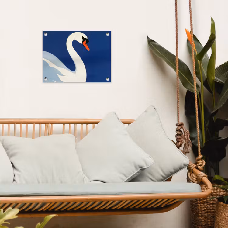 Zwaan - Wit - Snavel - Illustratie tuinposter los doek klein -sfeer7