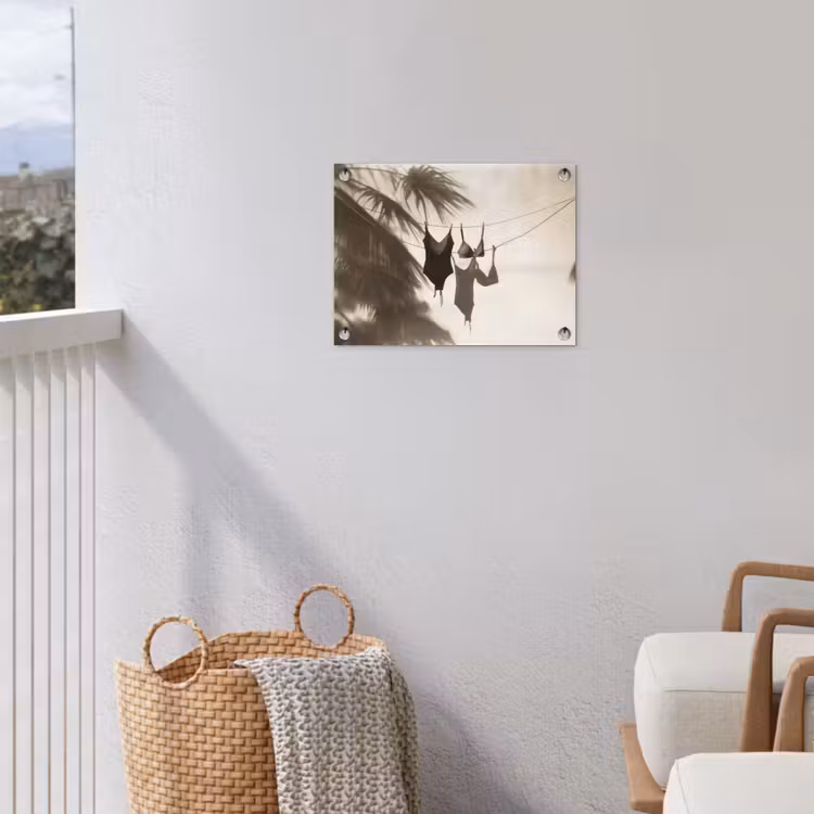 Badkleding - Palmbomen - Schaduw - Tropisch tuinposter los doek klein -sfeer8