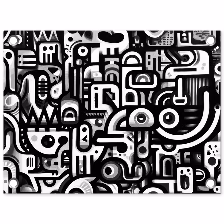 Symbolen - Abstract - Grafisch - Zwart tuinposter los doek klein -3d