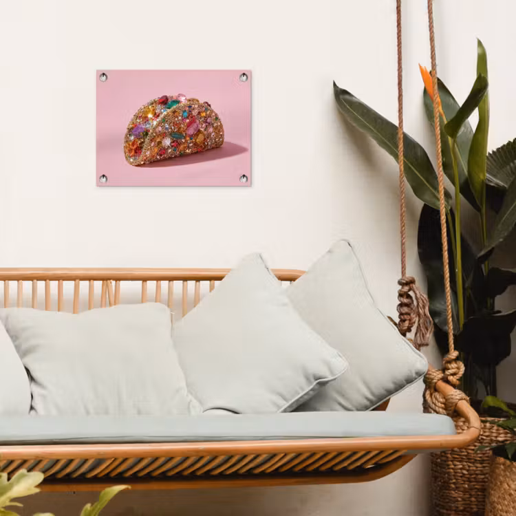 Taco - Kleurrijk - Edelstenen - Goud tuinposter los doek klein -sfeer7