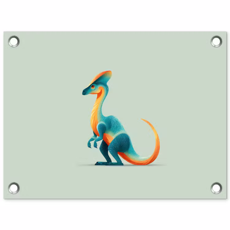 Staart - Dino - Minimalistisch - Blauw tuinposter los doek klein -3d