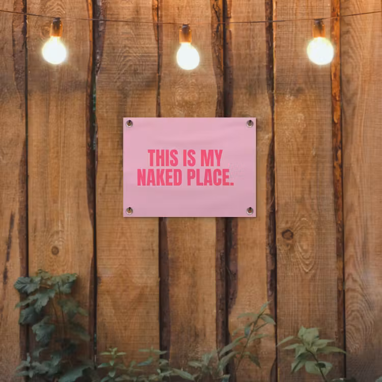 Tekst - Modern - Roze tuinposter los doek klein -sfeer1