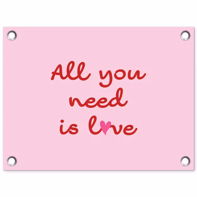 Tekst - Roze - Love - Hart tuinposter los doek klein -3d