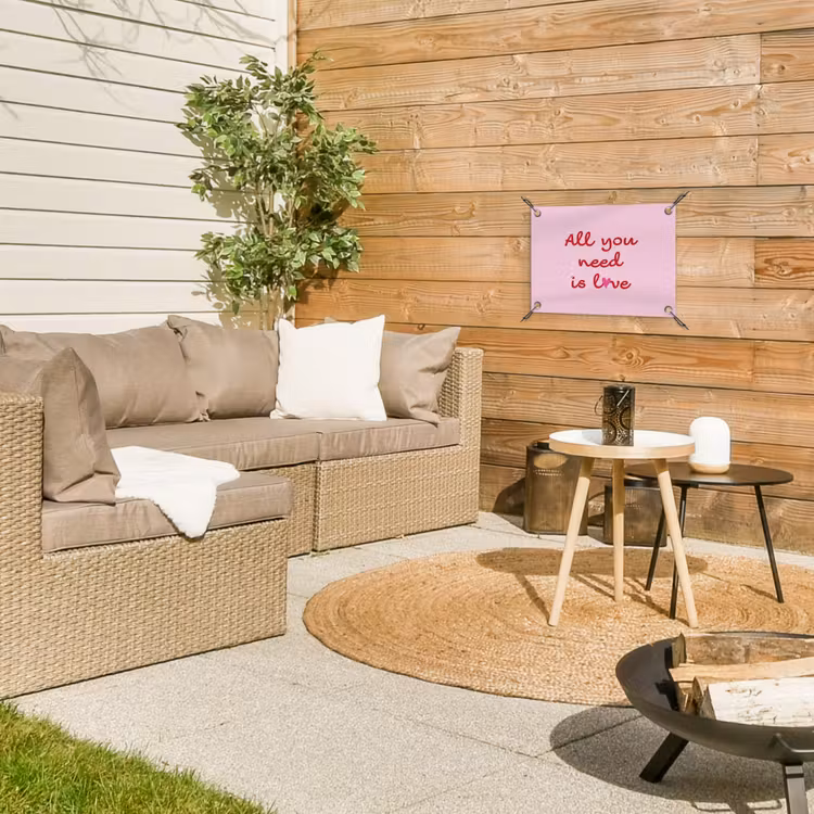 Tekst - Roze - Love - Hart tuinposter los doek klein -sfeer4