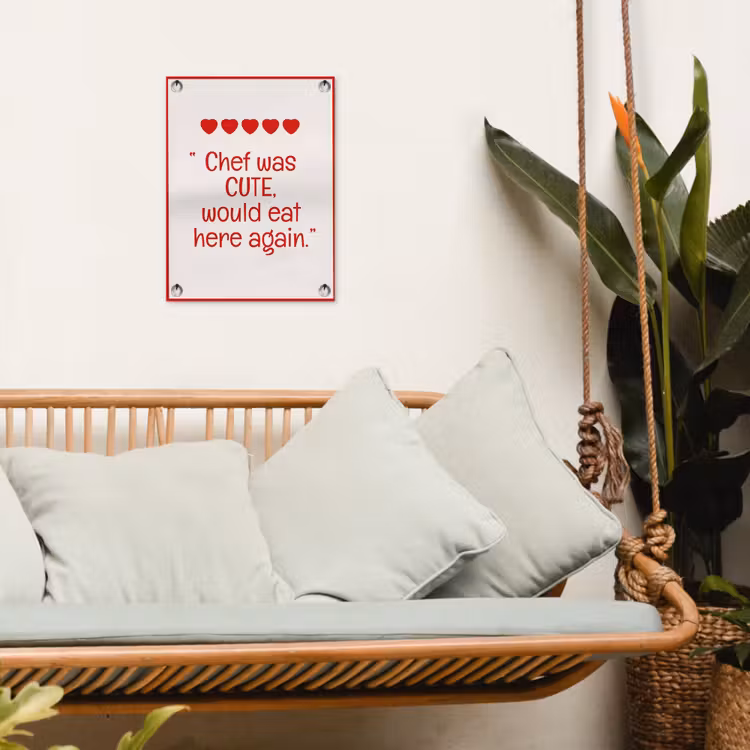 Tekst - Rood - Hartjes tuinposter los doek klein -sfeer7