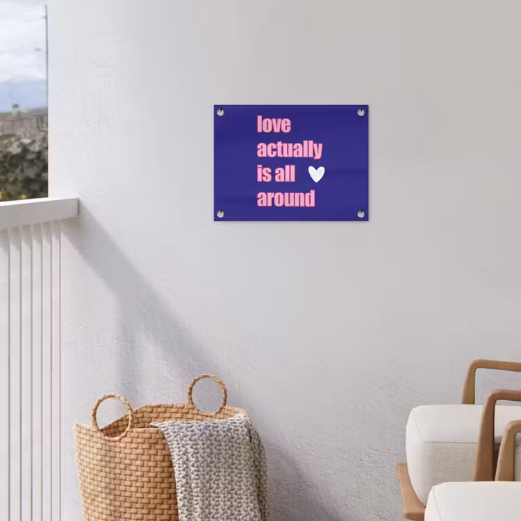 Tekst - Valentijn - Love - Blauw tuinposter los doek klein -sfeer8