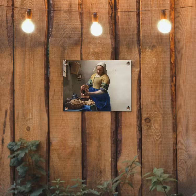 Het melkmeisje - Kunst - Oude meesters - Vermeer tuinposter los doek klein -sfeer1