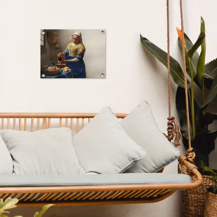 Het melkmeisje - Kunst - Oude meesters - Vermeer tuinposter los doek klein -sfeer7