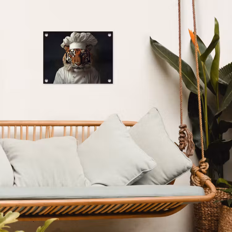 Tijger - Kokskleding - Bruin tuinposter los doek klein -sfeer7