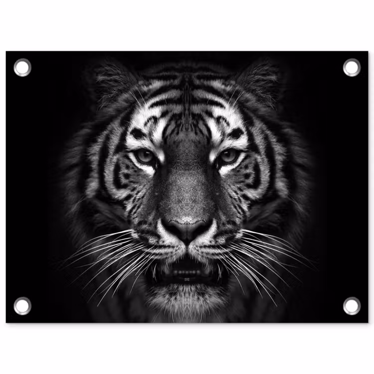 Tijger in het zwart-wit tuinposter los doek klein -3d