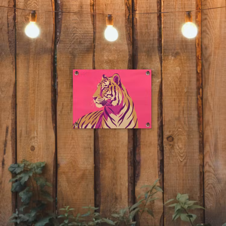 Tijger - Modern - Neon tuinposter los doek klein -sfeer1