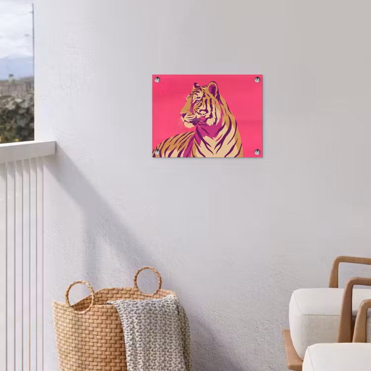 Tijger - Modern - Neon tuinposter los doek klein -sfeer8