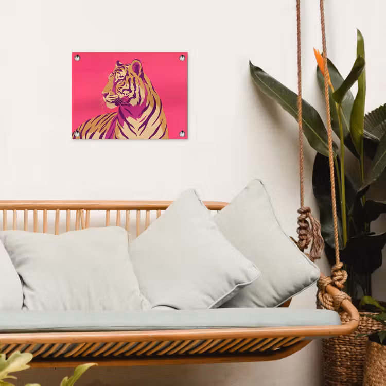 Tijger - Modern - Neon tuinposter los doek klein -sfeer7