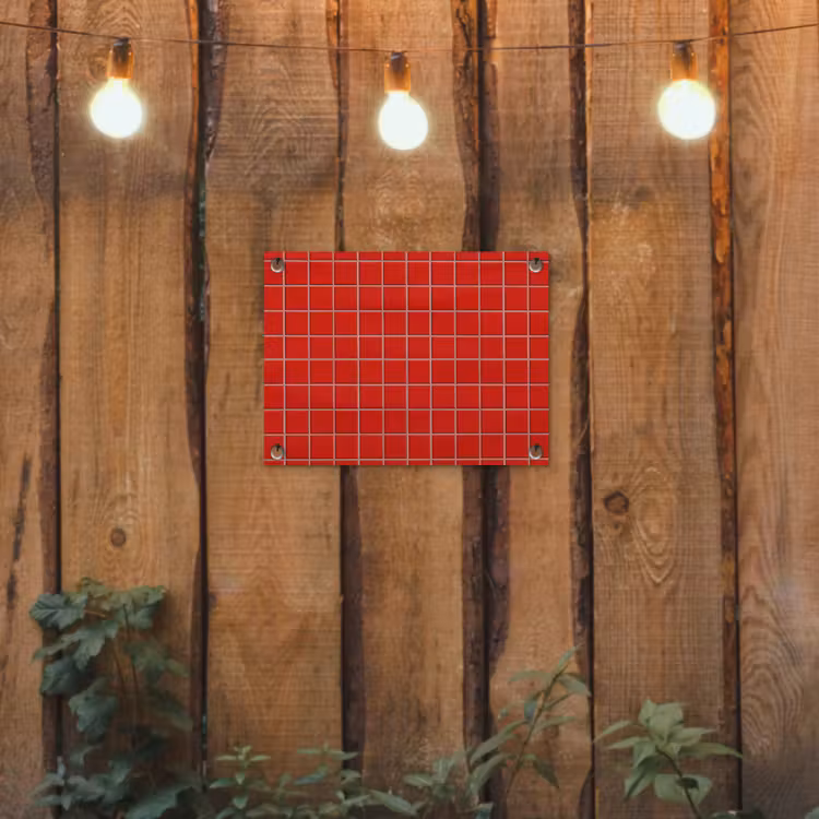 Tegel - Patroon - Kersen - Rood tuinposter los doek klein 239 -sfeer1