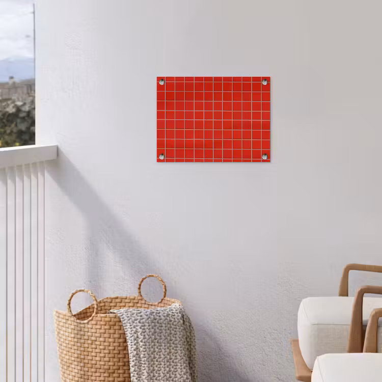 Tegel - Patroon - Kersen - Rood tuinposter los doek klein 239 -sfeer8