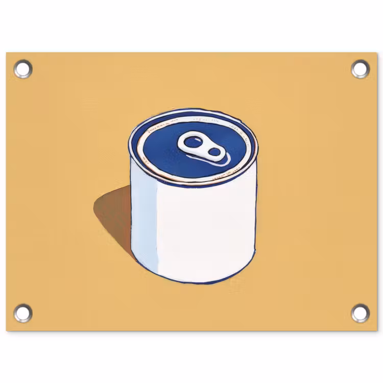 Blikje - Minimalistisch - Blauw - Illustratie tuinposter los doek klein -3d