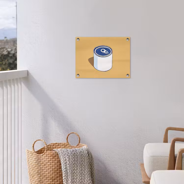 Blikje - Minimalistisch - Blauw - Illustratie tuinposter los doek klein -sfeer8
