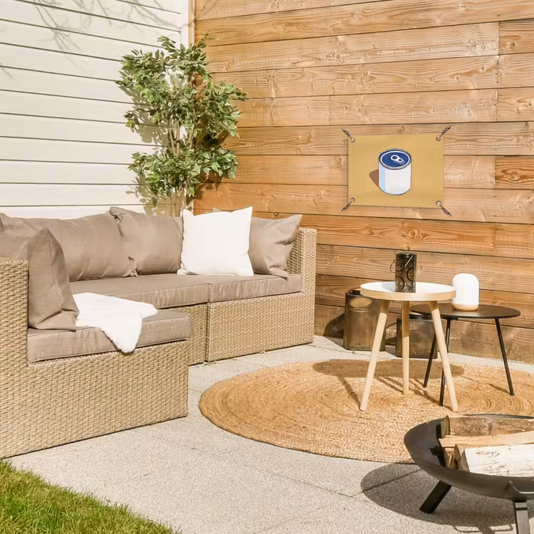 Blikje - Minimalistisch - Blauw - Illustratie tuinposter los doek klein -sfeer4