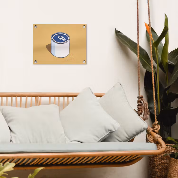 Blikje - Minimalistisch - Blauw - Illustratie tuinposter los doek klein -sfeer7