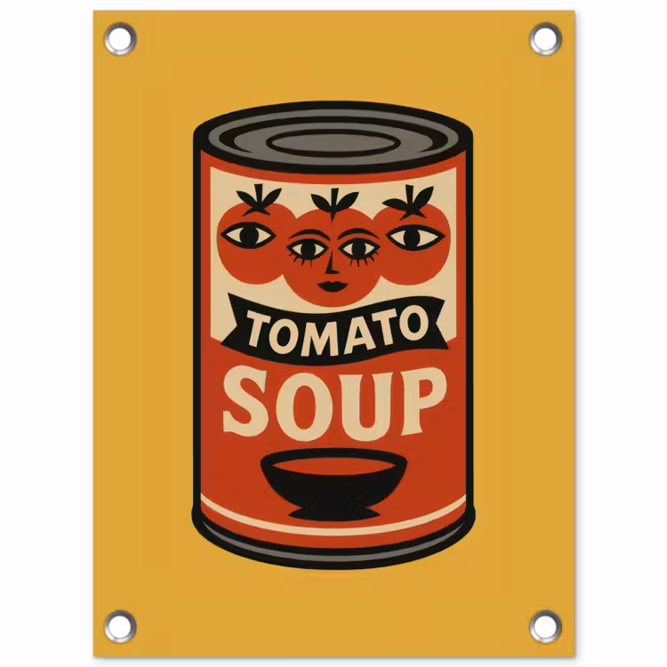 Tomatensoep - Gezichtje - Illustratie - Rood tuinposter los doek klein -3d