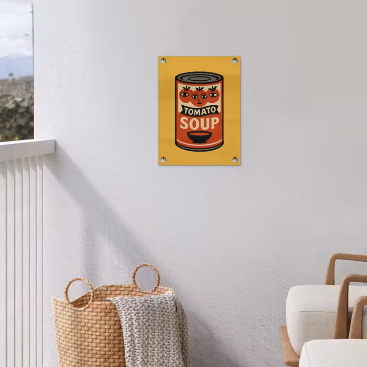 Tomatensoep - Gezichtje - Illustratie - Rood tuinposter los doek klein -sfeer8