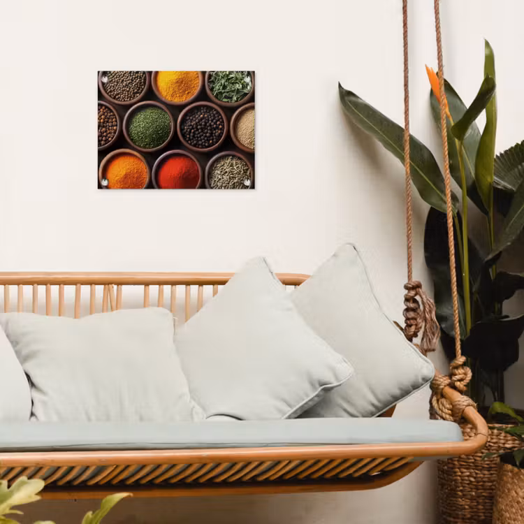 Bakjes - Hout - Kruiden - Kleurrijk tuinposter los doek klein -sfeer7