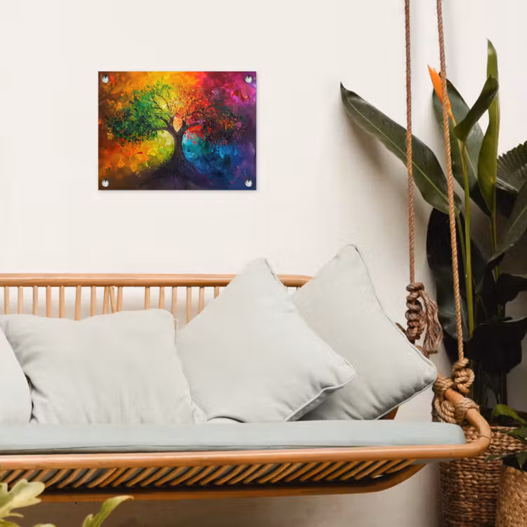 Boom - Kleurrijk - Modern - Abstract tuinposter los doek klein -sfeer7