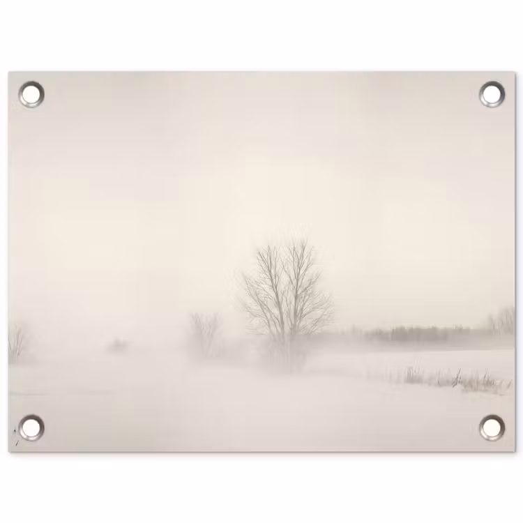 Boom - Mist - Sneeuw - Winter - Minimalistisch tuinposter los doek klein -3d