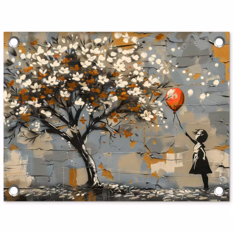 Boom - Graffiti - Banksy Style - Balloon Girl tuinposter los doek klein -3d