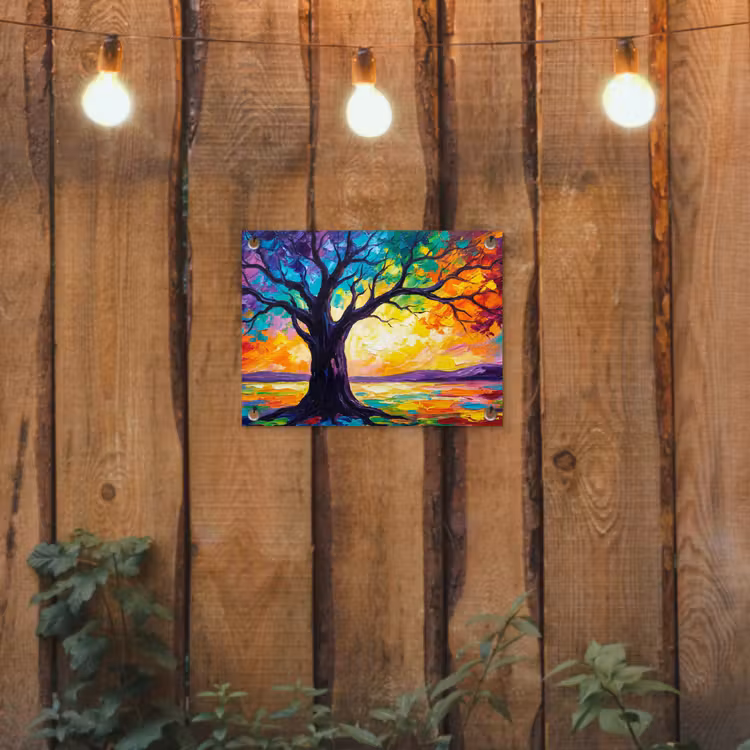 Boom - Landschap - Natuur - Abstract - Kleurrijk tuinposter los doek klein -sfeer1