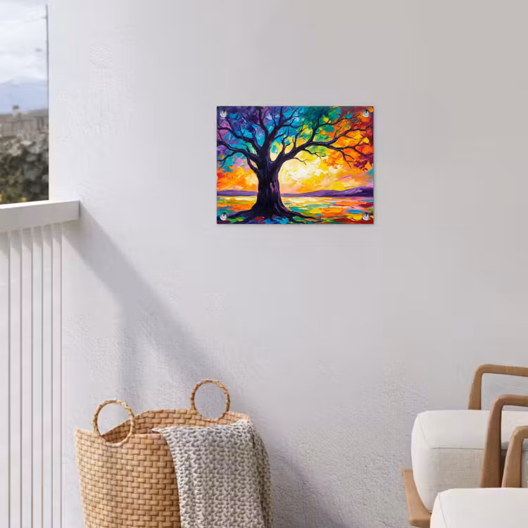 Boom - Landschap - Natuur - Abstract - Kleurrijk tuinposter los doek klein -sfeer8