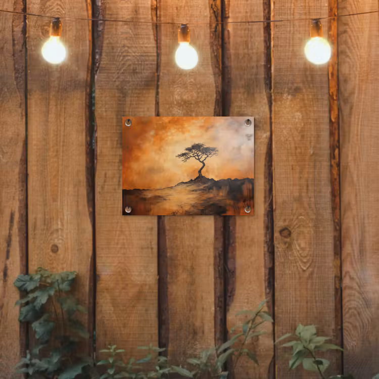 Boom - Landschap - Oranje tuinposter los doek klein -sfeer1