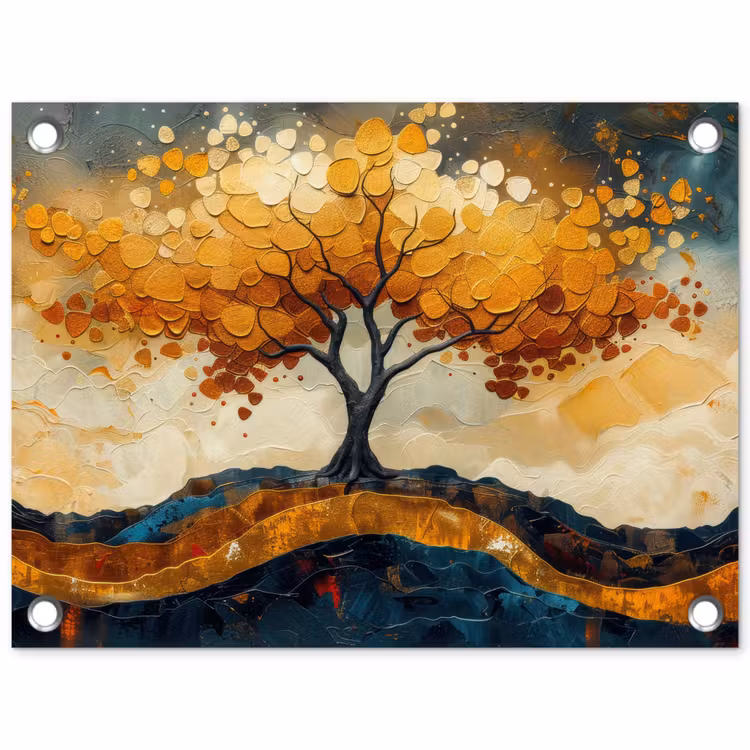 Boom - Natuur - Goud - Modern tuinposter los doek klein -3d