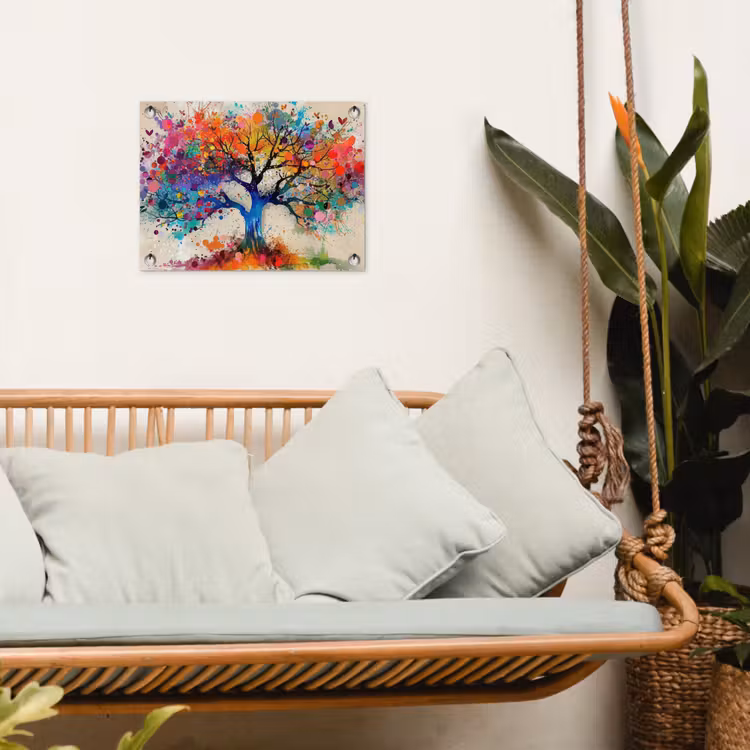 Levensboom - Natuur - Kleurrijk - Boom tuinposter los doek klein -sfeer7