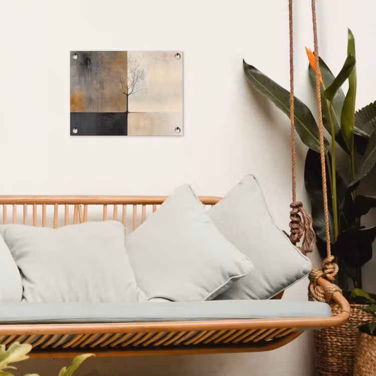 Boom - Vlakken - Takken - Kleurverloop tuinposter los doek klein -sfeer7