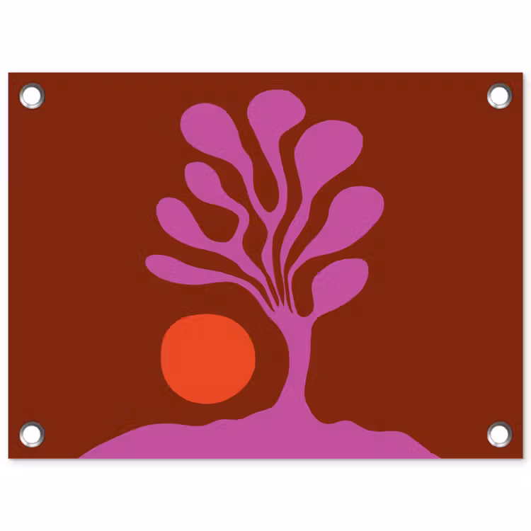 Boom - Paars - Cirkel - Vloeiend tuinposter los doek klein -3d