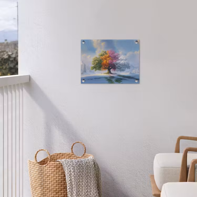 Boom - Seizoenen - Winter - Landschap tuinposter los doek klein -sfeer8