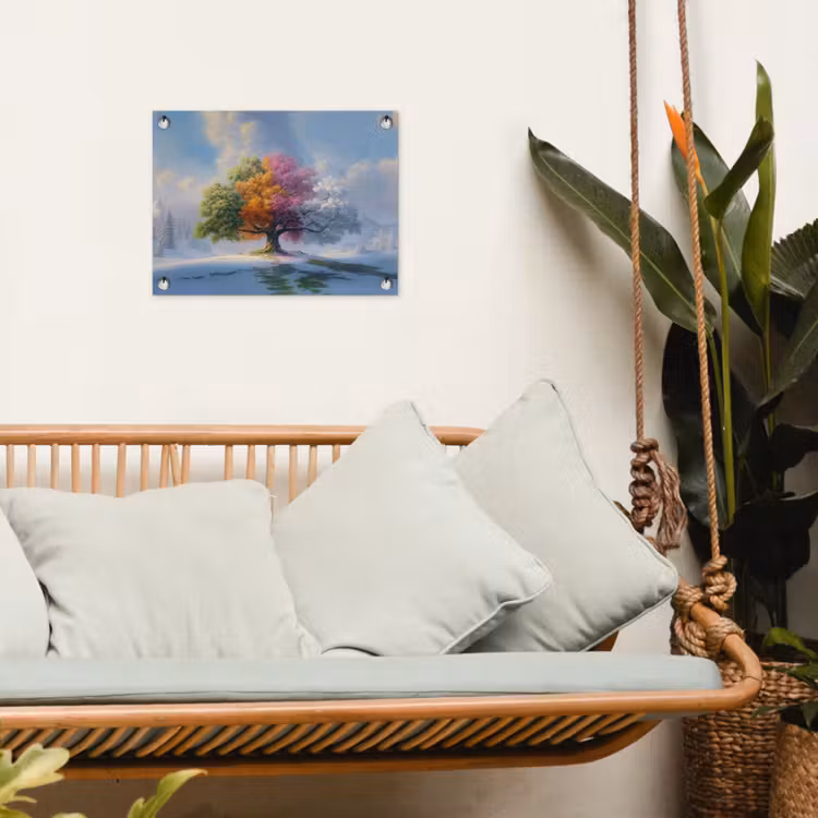 Boom - Seizoenen - Winter - Landschap tuinposter los doek klein -sfeer7