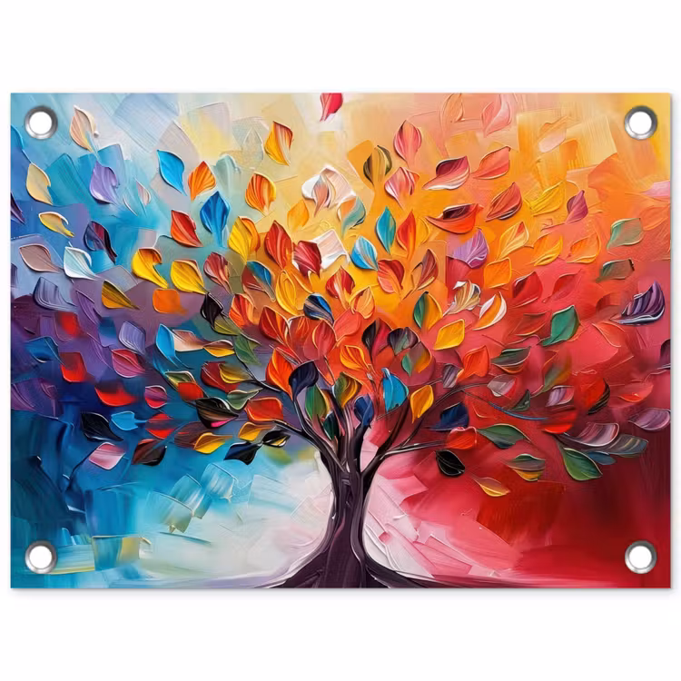 Boom - Levensboom - Kleurrijk - Abstract tuinposter los doek klein -3d
