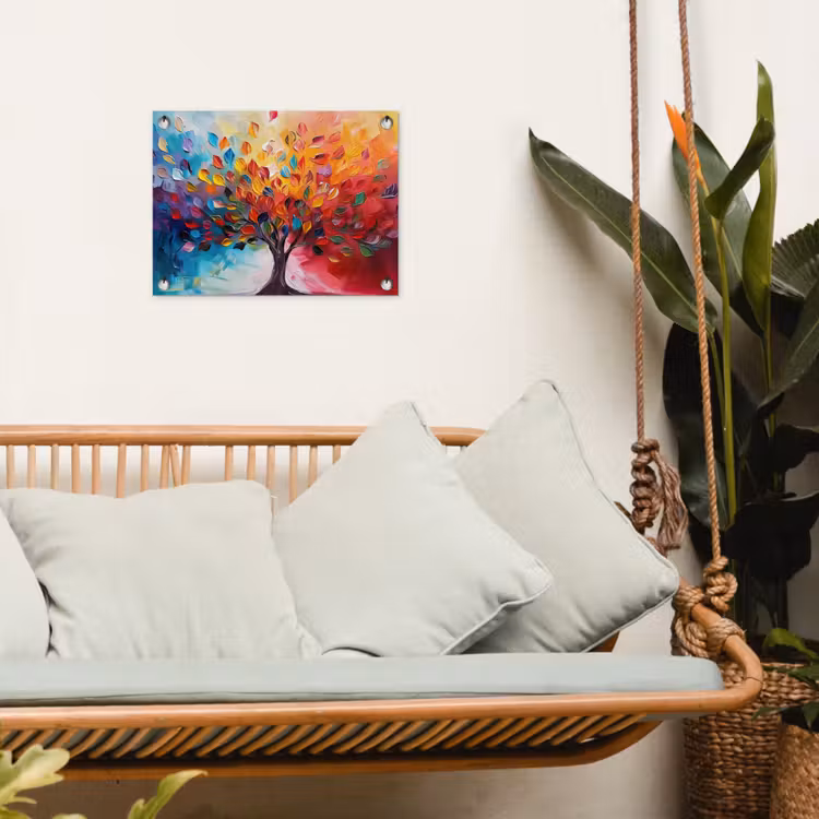 Boom - Levensboom - Kleurrijk - Abstract tuinposter los doek klein -sfeer7