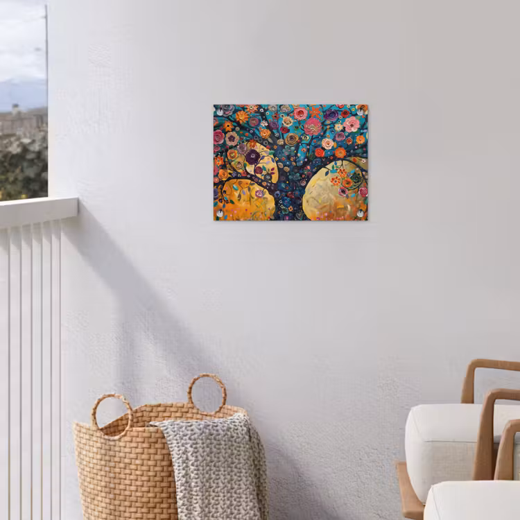 Boom - Levensboom - Kleurrijk - Bloemen - Modern tuinposter los doek klein -sfeer8